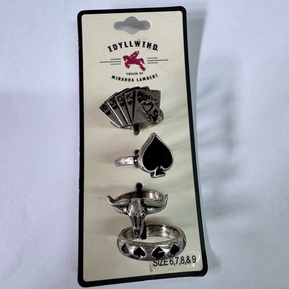 Idyllwind Silver Card and Bull Ring Set